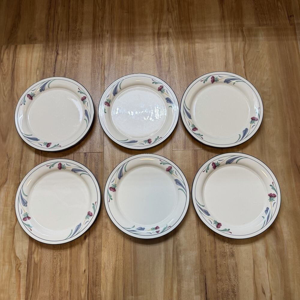 Lenox Poppies on Blue 8.5" Salad Plates, Set of 6 Great Condition!